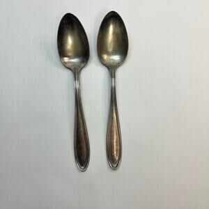 Vintage silver plate spoons puritan oneida community teardrop beaded border